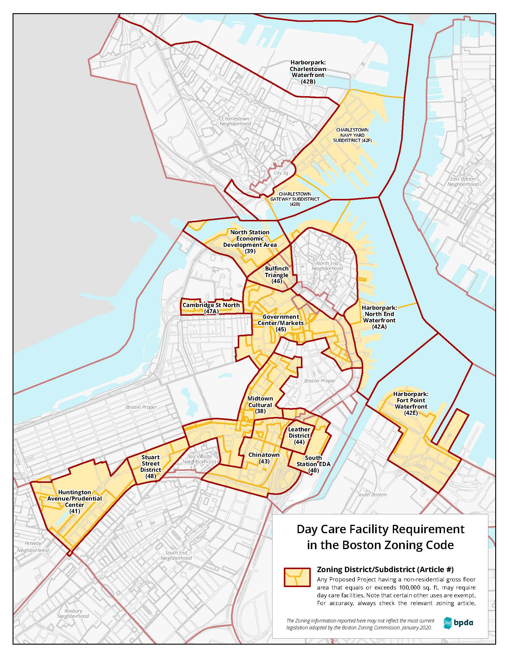 Day Care Facility Zoning Requirement Map