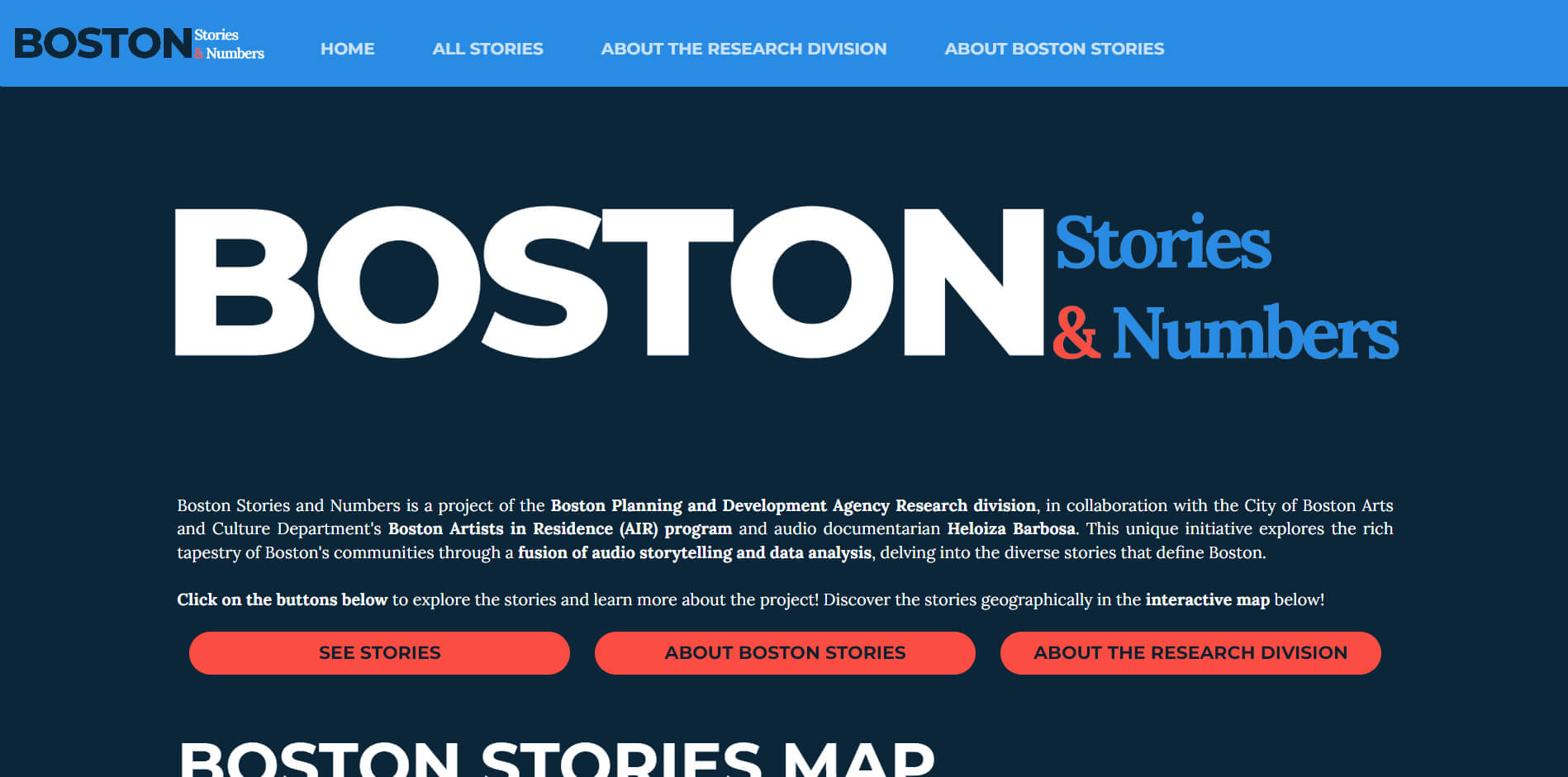 Boston Stories and Numbers explores the rich tapestry of Boston's communities through a fusion of audio storytelling and data analysis, delving into the diverse stories that define Boston.